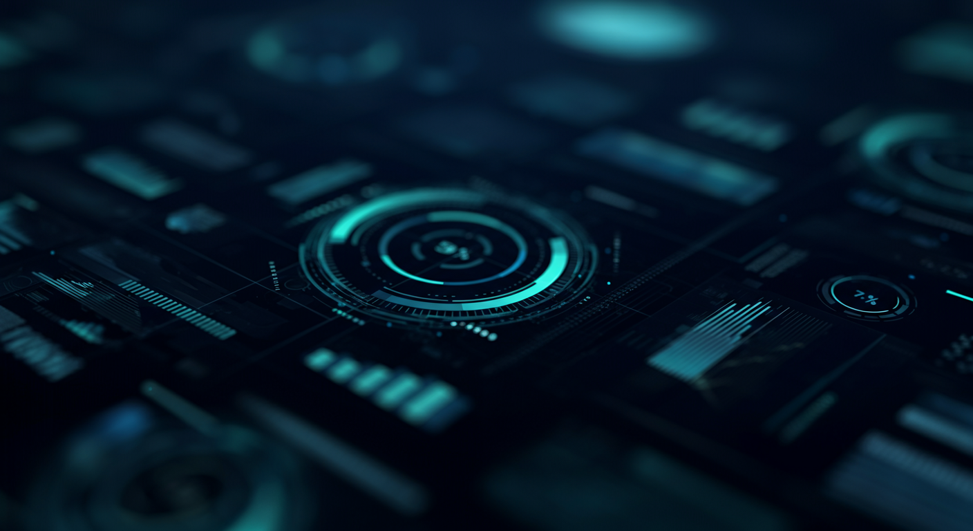 Abstract data analytics visualization with flowing teal data streams and network graphs